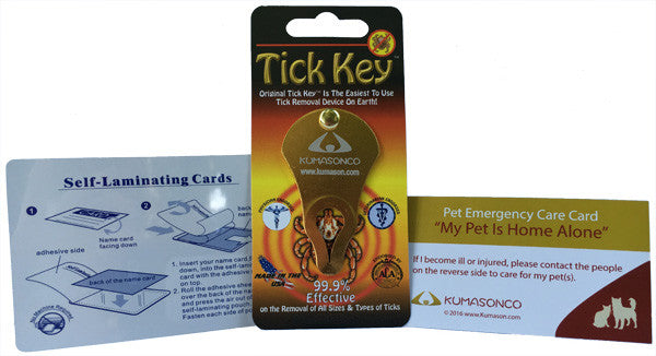 Pet Emergency Card with Laminating Pouch and Tick Remover - Cat and Dog