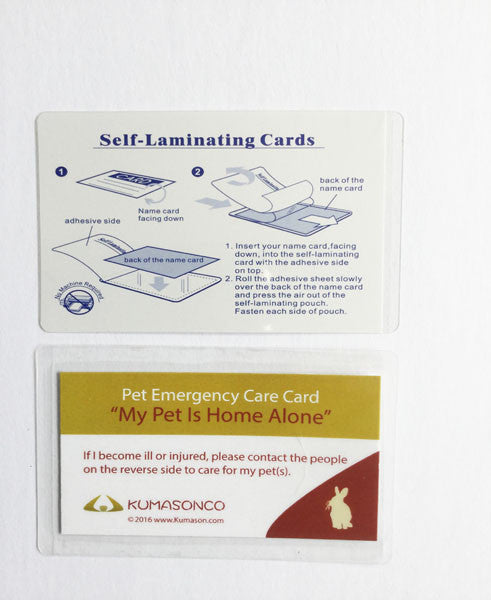 Pet Emergency Card & Laminating Pouch Rabbit (Qty 2)