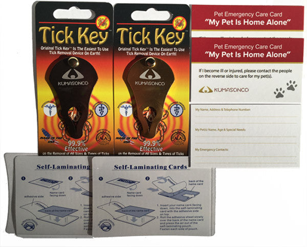 Tick Remover (2 Pack) Gold and Sand with 2 Pet Emergency Cards and 2 Self Laminating Pouches
