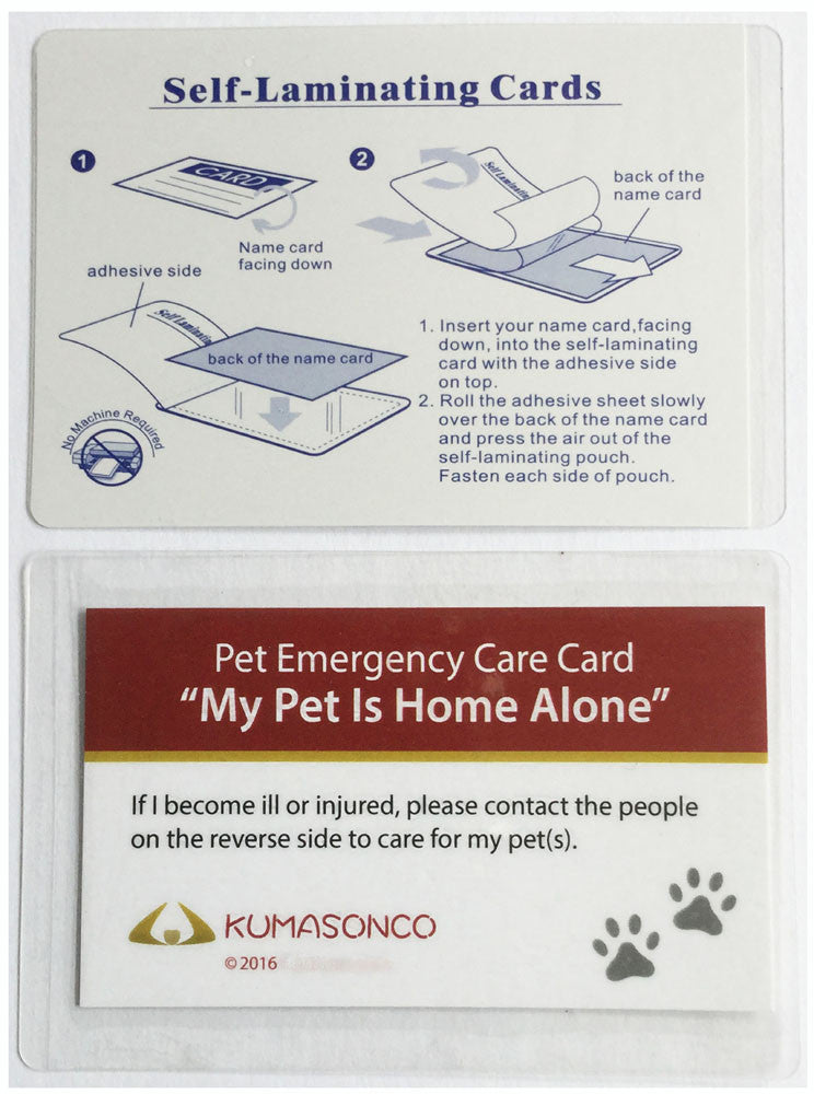 Pet Emergency Care Cards with Laminating Pouches