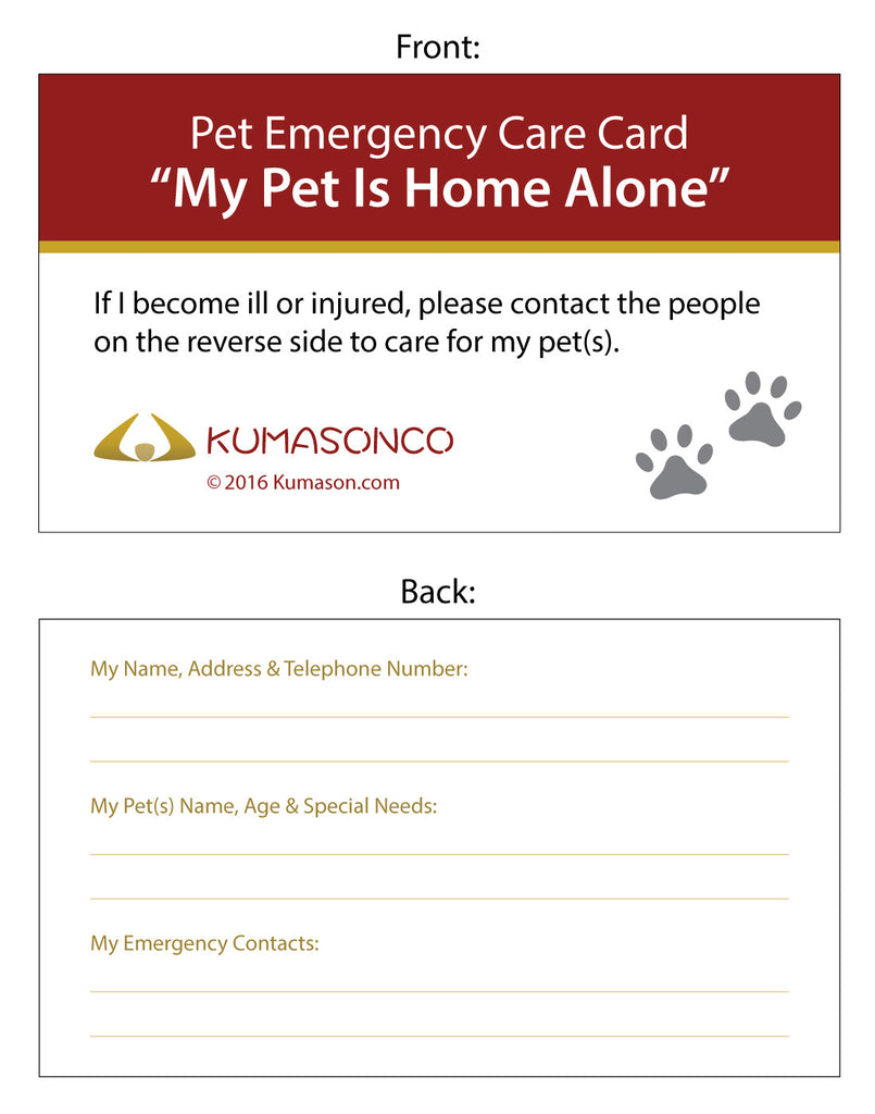 Pet Emergency Care Cards