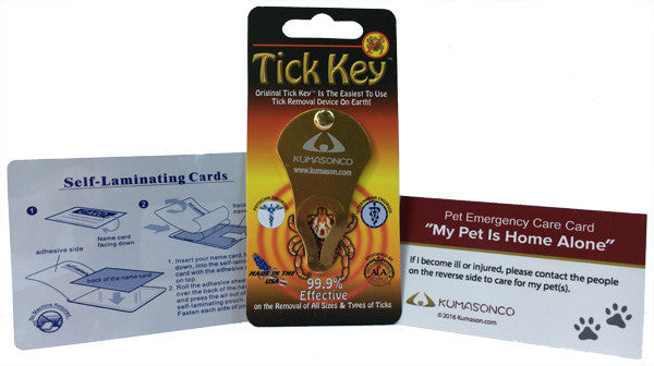 Pet Emergency Card with Laminating Pouch and Tick Remover Paws