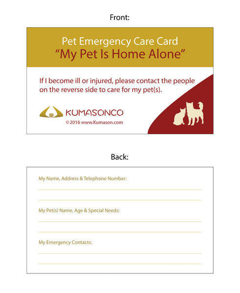 Pet Emergency Card Cat and Dog (Pack of 4)