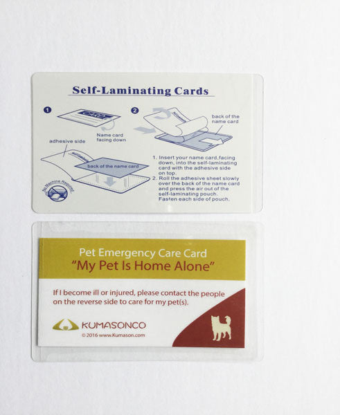 Pet Emergency Card & Laminating Pouch Dog (Qty 2)