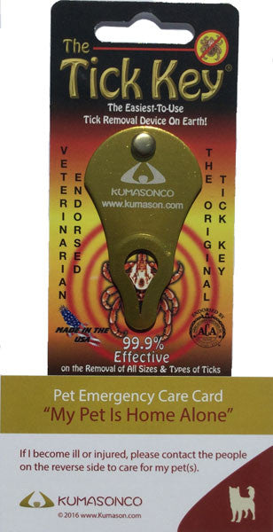 Two Pet Emergency Cards with Tick Remover Key Dog
